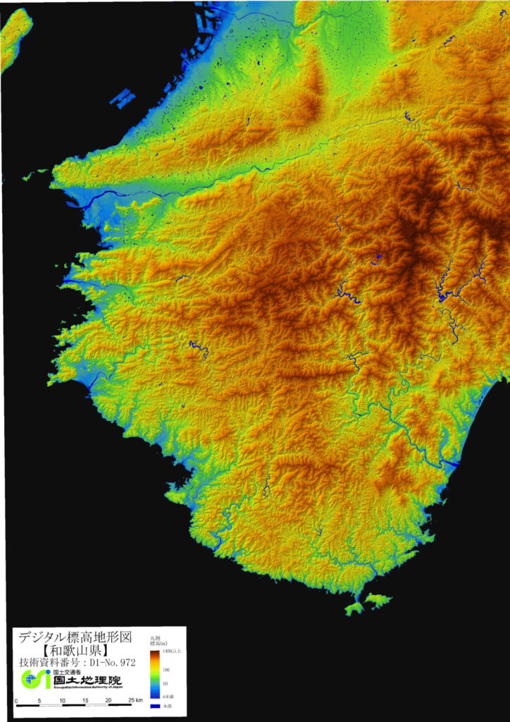 和歌山県の地形図